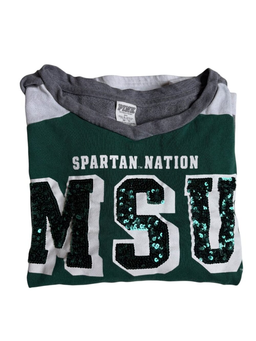 Pink by Victoria's Secret "Spartan Nation" MSU Michigan State Long Sleeve Shirt